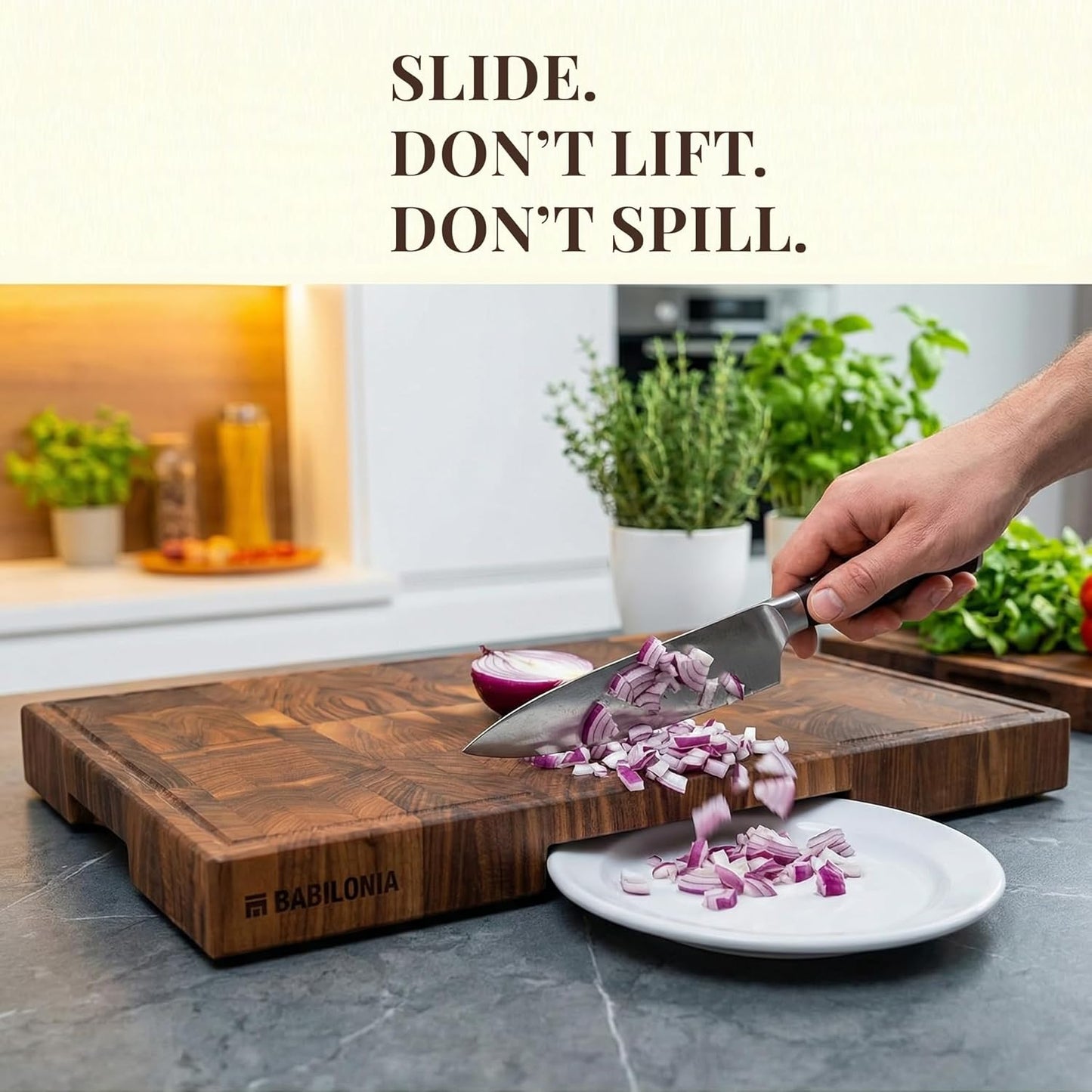Bamboo Cutting Board, End Grain Butcher Block for Kitchen, Extra Thick 1.7" | 20 x 12.2 Inch (Extra Thick 1.7") Professional, Heavy Duty Hardwood Non Toxic Wooden Chopping Board (Oil & Plate Included)