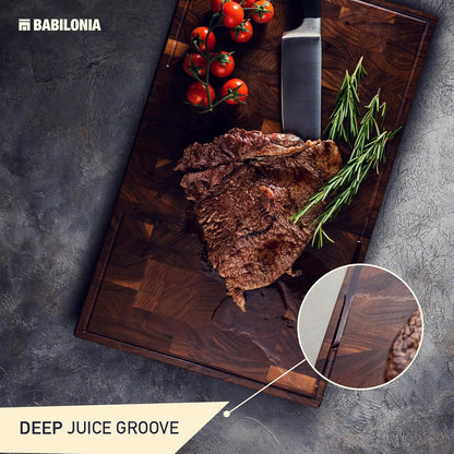 Bamboo Cutting Board, End Grain Butcher Block for Kitchen, Extra Thick 1.7" | 20 x 12.2 Inch (Extra Thick 1.7") Professional, Heavy Duty Hardwood Non Toxic Wooden Chopping Board (Oil & Plate Included)