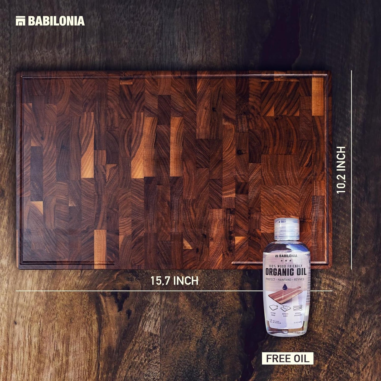 Bamboo Cutting Board, End Grain Butcher Block for Kitchen, Extra Thick 1.7" | 20 x 12.2 Inch (Extra Thick 1.7") Professional, Heavy Duty Hardwood Non Toxic Wooden Chopping Board (Oil & Plate Included)