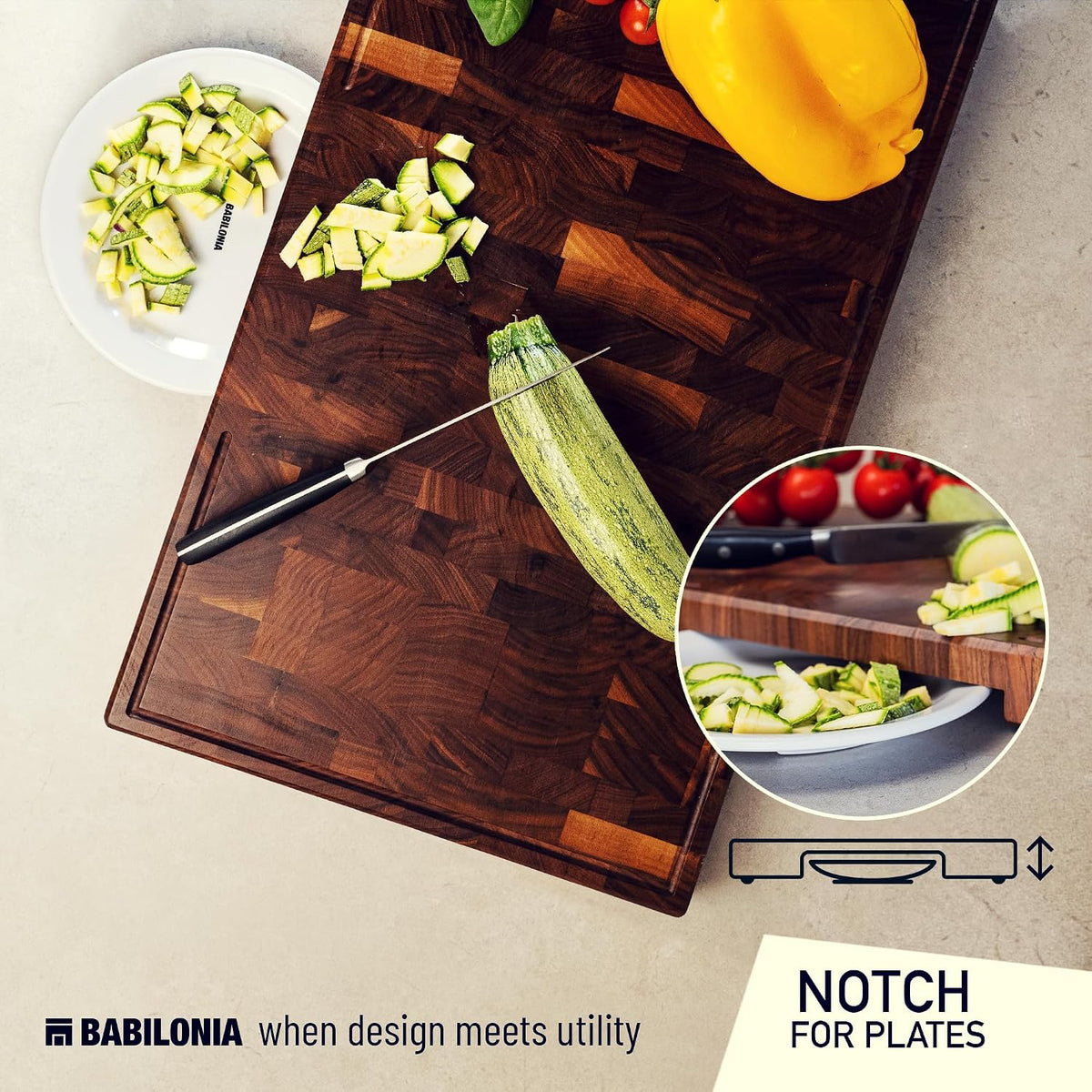 Bamboo Cutting Board, End Grain Butcher Block for Kitchen, Extra Thick 1.7" | 20 x 12.2 Inch (Extra Thick 1.7") Professional, Heavy Duty Hardwood Non Toxic Wooden Chopping Board (Oil & Plate Included)