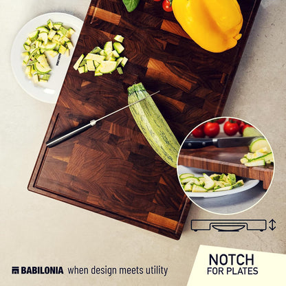 Bamboo Cutting Board, End Grain Butcher Block for Kitchen, Extra Thick 1.7" | 20 x 12.2 Inch (Extra Thick 1.7") Professional, Heavy Duty Hardwood Non Toxic Wooden Chopping Board (Oil & Plate Included)