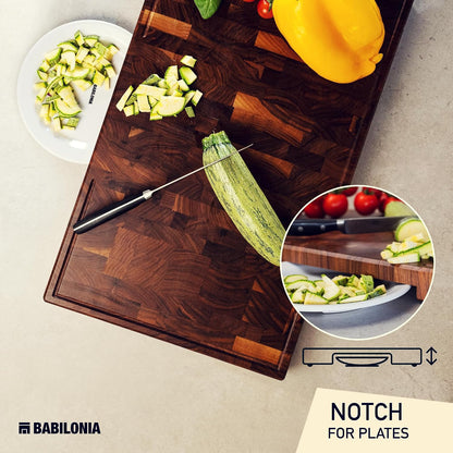 Bamboo Cutting Board, End Grain Butcher Block for Kitchen, Extra Thick 1.7" | 20 x 12.2 Inch (Extra Thick 1.7") Professional, Heavy Duty Hardwood Non Toxic Wooden Chopping Board (Oil & Plate Included)