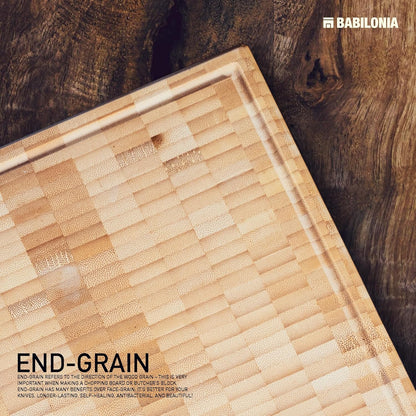 Bamboo Cutting Board, End Grain Butcher Block for Kitchen, Extra Thick 1.7" | 20 x 12.2 Inch (Extra Thick 1.7") Professional, Heavy Duty Hardwood Non Toxic Wooden Chopping Board (Oil & Plate Included)