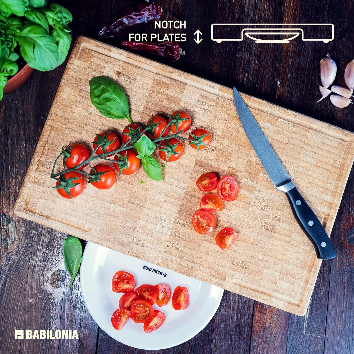 Bamboo Cutting Board, End Grain Butcher Block for Kitchen, Extra Thick 1.7" | 20 x 12.2 Inch (Extra Thick 1.7") Professional, Heavy Duty Hardwood Non Toxic Wooden Chopping Board (Oil & Plate Included)