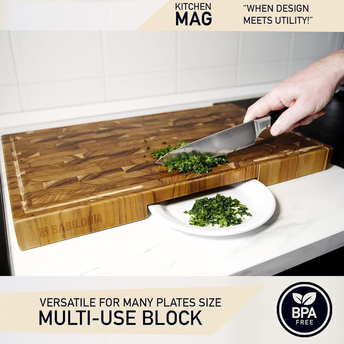 Bamboo Cutting Board, End Grain Butcher Block for Kitchen, Extra Thick 1.7" | 20 x 12.2 Inch (Extra Thick 1.7") Professional, Heavy Duty Hardwood Non Toxic Wooden Chopping Board (Oil & Plate Included)