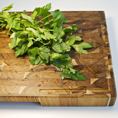 Bamboo Cutting Board, End Grain Butcher Block for Kitchen, Extra Thick 1.7" | 20 x 12.2 Inch (Extra Thick 1.7") Professional, Heavy Duty Hardwood Non Toxic Wooden Chopping Board (Oil & Plate Included)