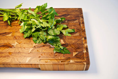 Bamboo Cutting Board, End Grain Butcher Block for Kitchen, Extra Thick 1.7" | 20 x 12.2 Inch (Extra Thick 1.7") Professional, Heavy Duty Hardwood Non Toxic Wooden Chopping Board (Oil & Plate Included)
