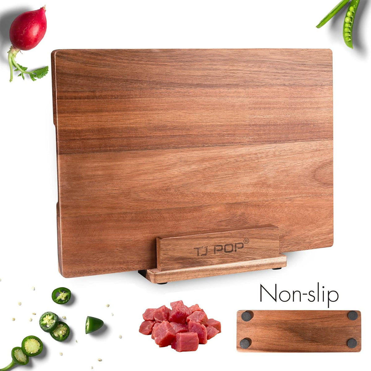 End Grain Butcher Block 15"x11", Premium Acacia Wood Cutting Board with Juice Groove, Medium Chopping Board for Kitchen, 1.2" Thick