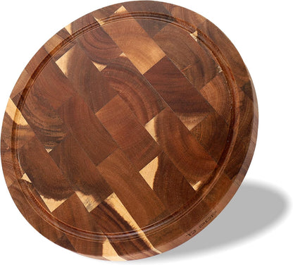 End Grain Butcher Block 15"x11", Premium Acacia Wood Cutting Board with Juice Groove, Medium Chopping Board for Kitchen, 1.2" Thick