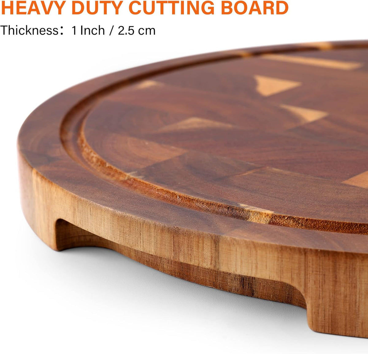 End Grain Butcher Block 15"x11", Premium Acacia Wood Cutting Board with Juice Groove, Medium Chopping Board for Kitchen, 1.2" Thick