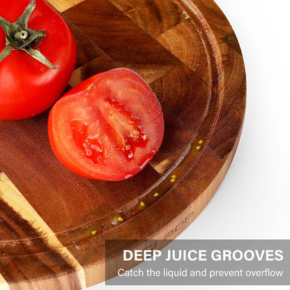 End Grain Butcher Block 15"x11", Premium Acacia Wood Cutting Board with Juice Groove, Medium Chopping Board for Kitchen, 1.2" Thick