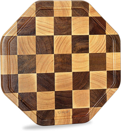 End Grain Butcher Block 15"x11", Premium Acacia Wood Cutting Board with Juice Groove, Medium Chopping Board for Kitchen, 1.2" Thick