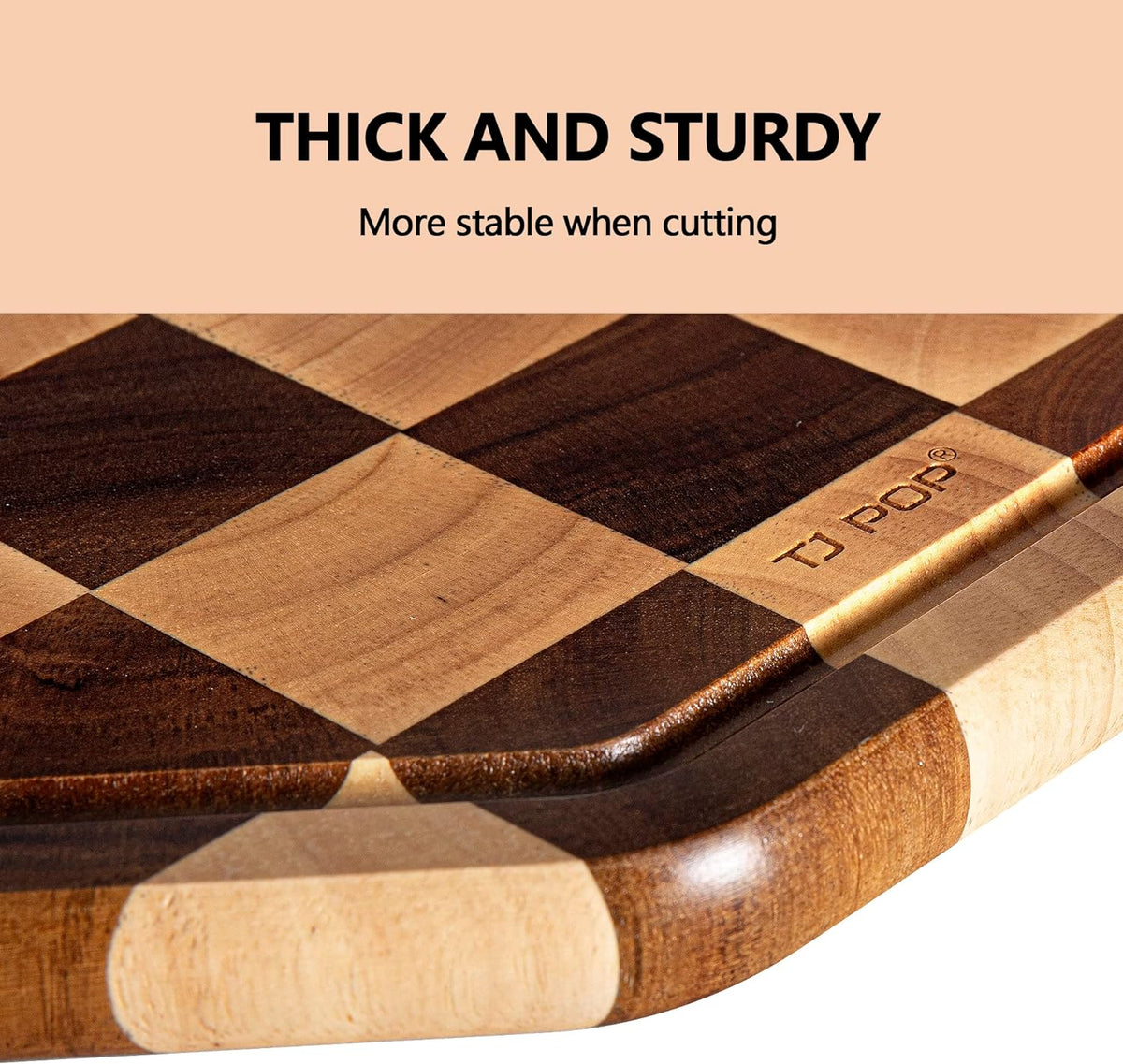 End Grain Butcher Block 15"x11", Premium Acacia Wood Cutting Board with Juice Groove, Medium Chopping Board for Kitchen, 1.2" Thick