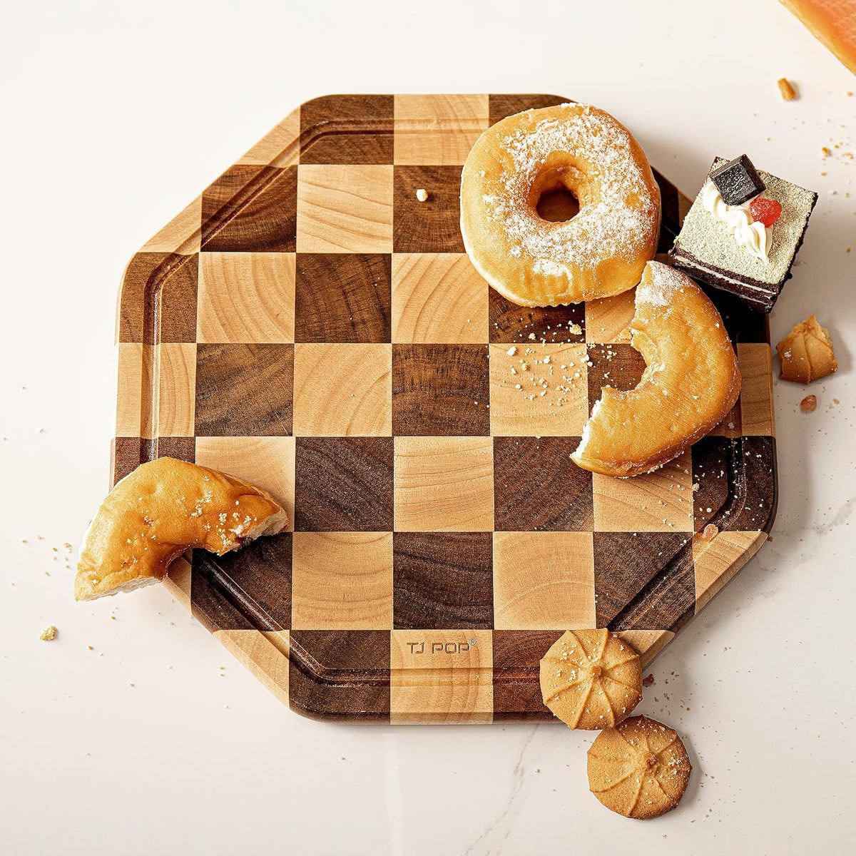 End Grain Butcher Block 15"x11", Premium Acacia Wood Cutting Board with Juice Groove, Medium Chopping Board for Kitchen, 1.2" Thick