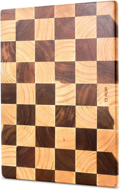 End Grain Butcher Block 15"x11", Premium Acacia Wood Cutting Board with Juice Groove, Medium Chopping Board for Kitchen, 1.2" Thick