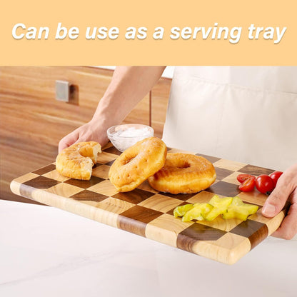 End Grain Butcher Block 15"x11", Premium Acacia Wood Cutting Board with Juice Groove, Medium Chopping Board for Kitchen, 1.2" Thick