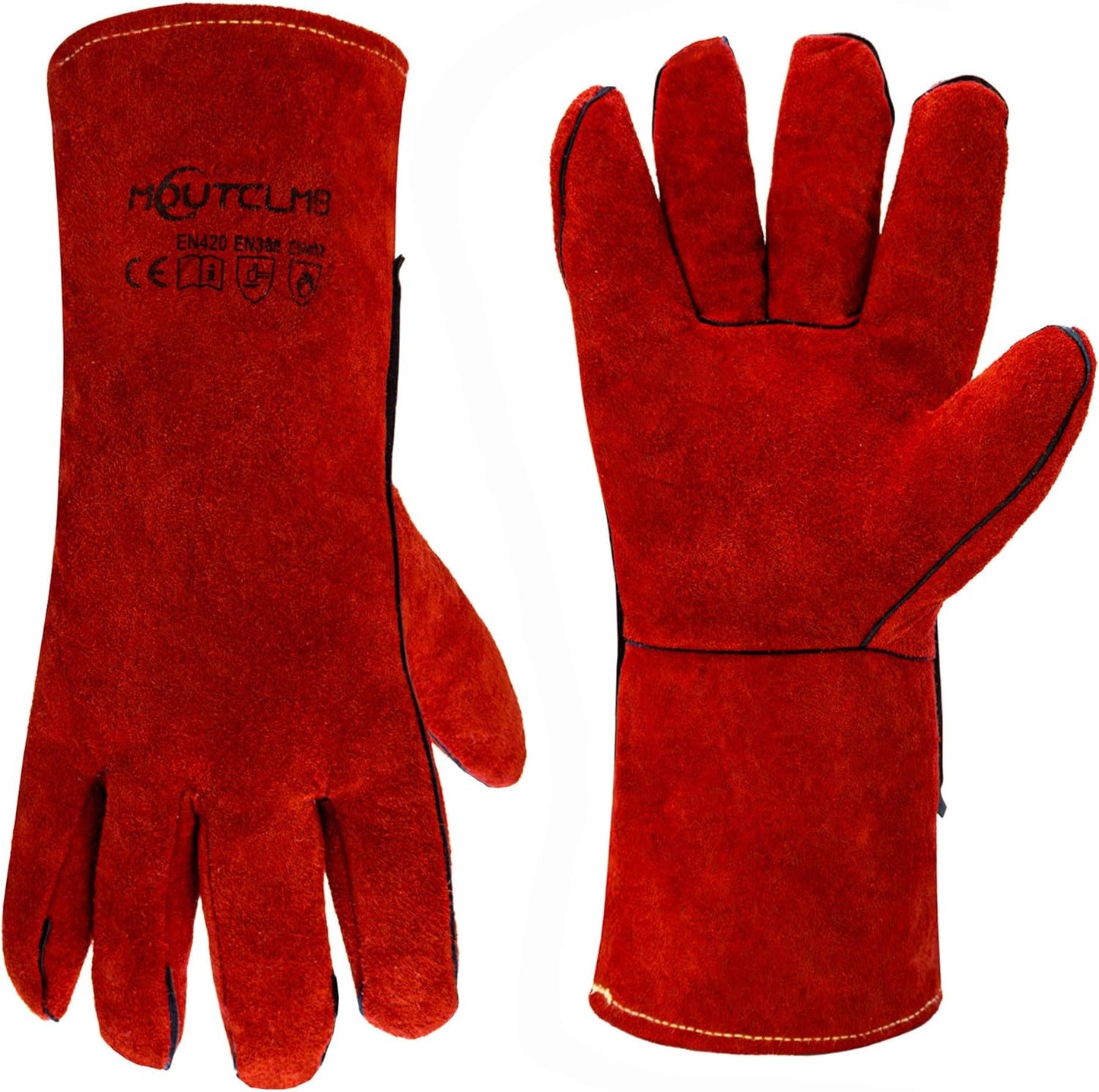 Long Welding Gloves 23.6 Inches 932℉,Heat/Fire Resistant Leather For Mig, Tig, Stick, Forge, BBQ, Grill, Fireplace