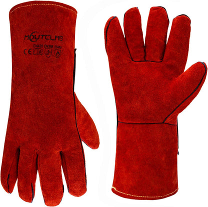 Long Welding Gloves 23.6 Inches 932℉,Heat/Fire Resistant Leather For Mig, Tig, Stick, Forge, BBQ, Grill, Fireplace