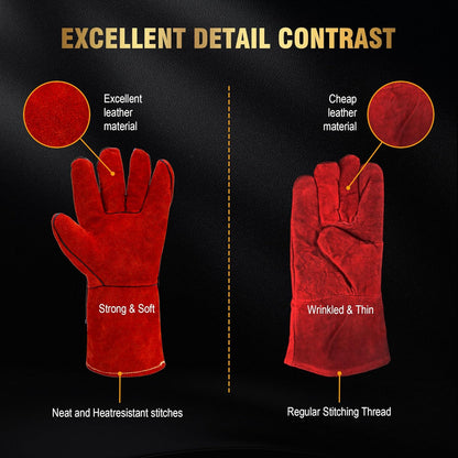 Long Welding Gloves 23.6 Inches 932℉,Heat/Fire Resistant Leather For Mig, Tig, Stick, Forge, BBQ, Grill, Fireplace