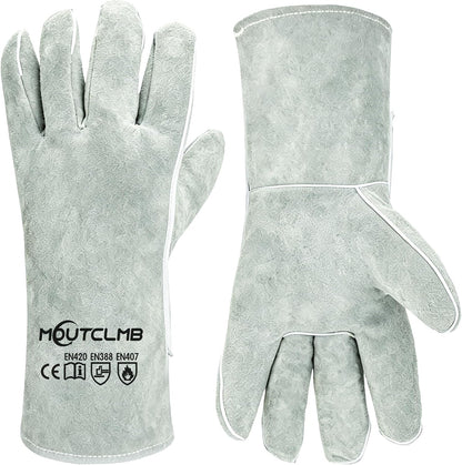 Long Welding Gloves 23.6 Inches 932℉,Heat/Fire Resistant Leather For Mig, Tig, Stick, Forge, BBQ, Grill, Fireplace