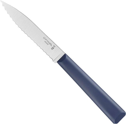 Les Essentials+ No. 313 Serrated Paring Knife, Corrosion Resistant + Dishwasher Safe, Made in France, Blue