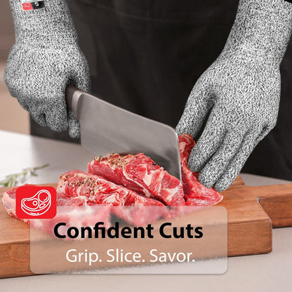 Level 5 Cut Resistant Gloves for Kitchen Food Grade, Machine Washable for Indoor&Outdoor Use