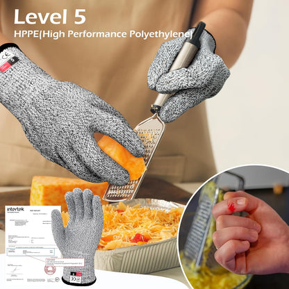 Level 5 Cut Resistant Gloves for Kitchen Food Grade, Machine Washable for Indoor&Outdoor Use