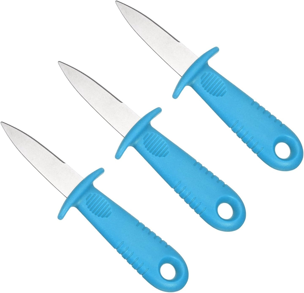 3 Pcs Stainless Steel Oyster Shucking Knife, Oyster Shucking Shell Opener Knife Non-Slip for Shellfish Opening Seafood Restaurants Home Use, Light Blue