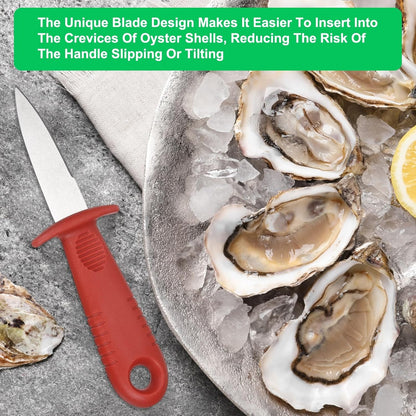 3 Pcs Stainless Steel Oyster Shucking Knife, Oyster Shucking Shell Opener Knife Non-Slip for Shellfish Opening Seafood Restaurants Home Use, Light Blue