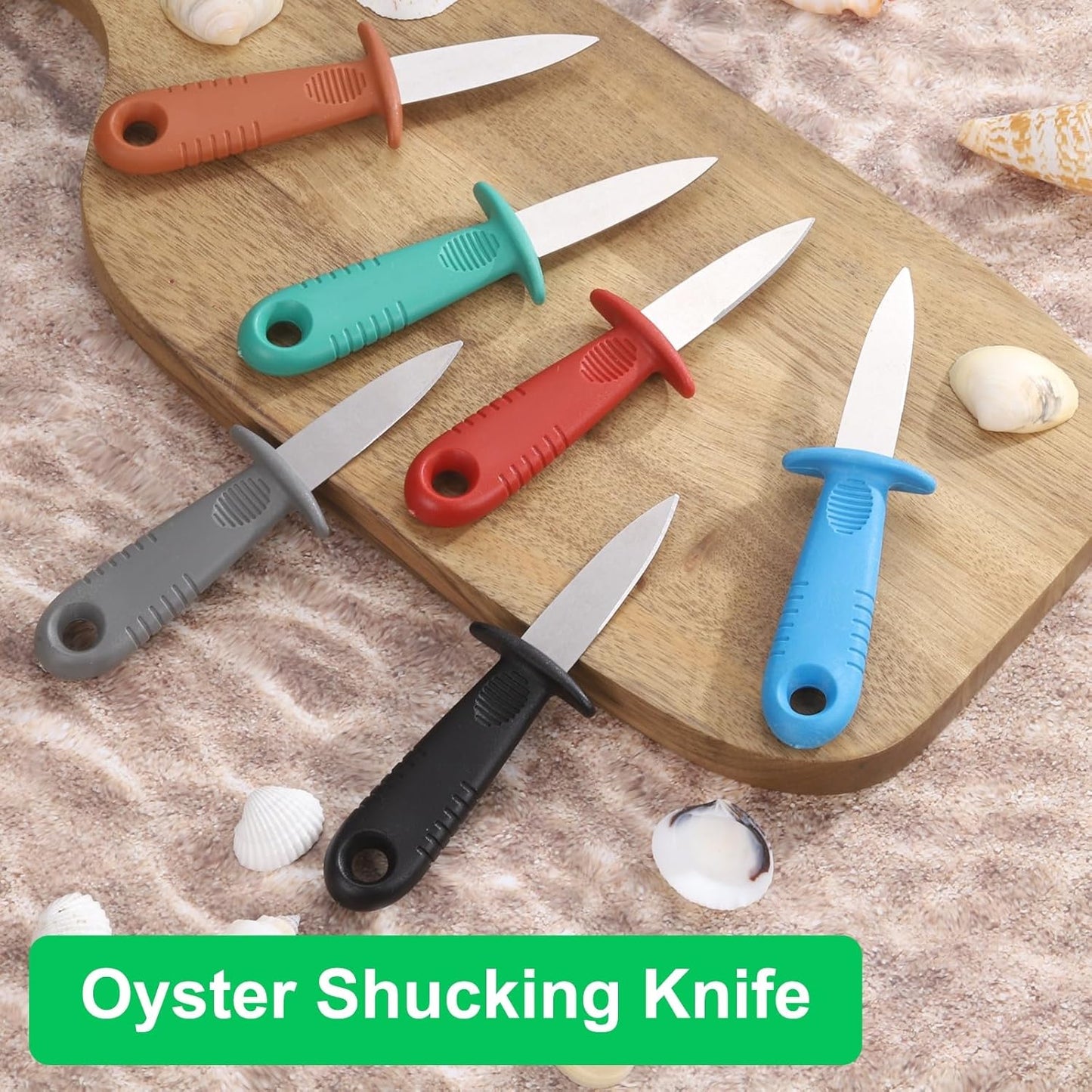 3 Pcs Stainless Steel Oyster Shucking Knife, Oyster Shucking Shell Opener Knife Non-Slip for Shellfish Opening Seafood Restaurants Home Use, Light Blue