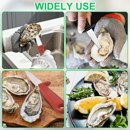 3 Pcs Stainless Steel Oyster Shucking Knife, Oyster Shucking Shell Opener Knife Non-Slip for Shellfish Opening Seafood Restaurants Home Use, Light Blue