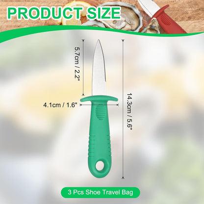 3 Pcs Stainless Steel Oyster Shucking Knife, Oyster Shucking Shell Opener Knife Non-Slip for Shellfish Opening Seafood Restaurants Home Use, Light Blue