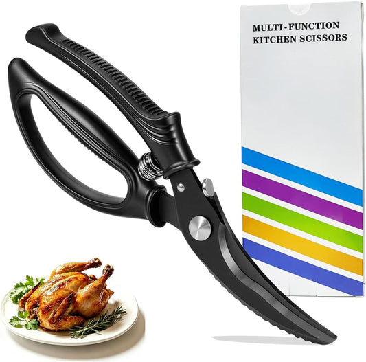 Poultry Shears Heavy Duty – Kitchen Shears with Spring Loaded, All Purpose Japanese Kitchen Scissors | SK5 Steel Kitchen Shears for Meat, Fish, Vegetables, Chicken Bones, Turkey