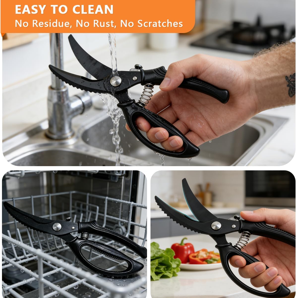 Poultry Shears Heavy Duty – Kitchen Shears with Spring Loaded, All Purpose Japanese Kitchen Scissors | SK5 Steel Kitchen Shears for Meat, Fish, Vegetables, Chicken Bones, Turkey