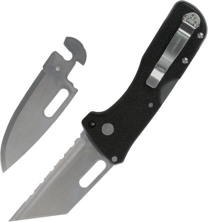 COLD STEEL Click N Cut Folder Durable Hunting & Hiking Steel 5 Oz Compact 7" Long Folding Knife with Strong Lock & 2 Interchangeable Blades