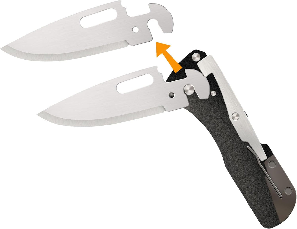 COLD STEEL Click N Cut Folder Durable Hunting & Hiking Steel 5 Oz Compact 7" Long Folding Knife with Strong Lock & 2 Interchangeable Blades