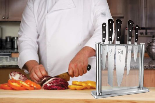 M23500 Renaissance 6-Piece Forged Knife Block Set, Tempered Glass Block