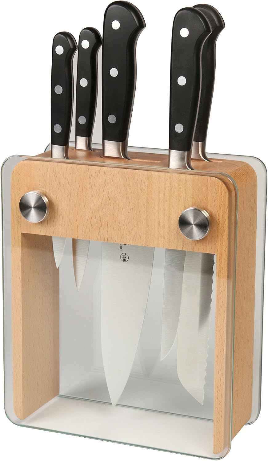 M23500 Renaissance 6-Piece Forged Knife Block Set, Tempered Glass Block