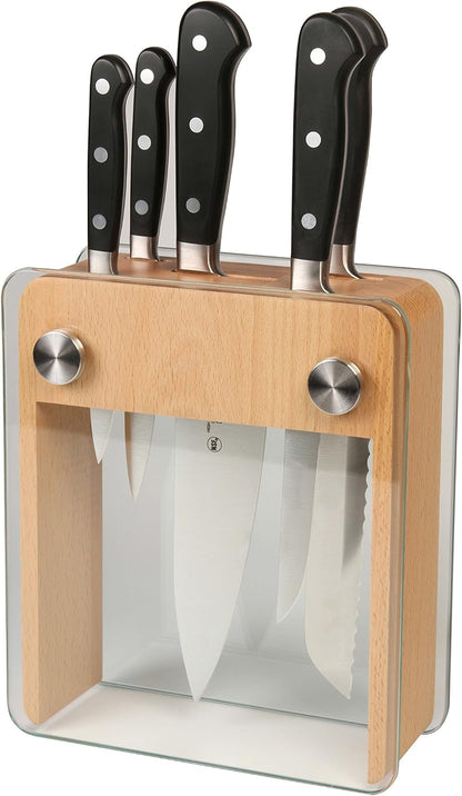 M23500 Renaissance 6-Piece Forged Knife Block Set, Tempered Glass Block