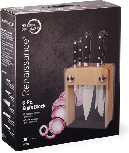 M23500 Renaissance 6-Piece Forged Knife Block Set, Tempered Glass Block
