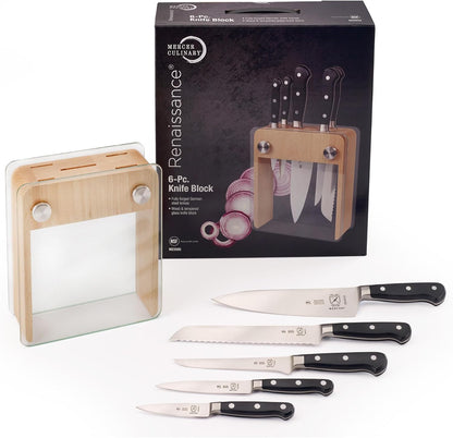 M23500 Renaissance 6-Piece Forged Knife Block Set, Tempered Glass Block