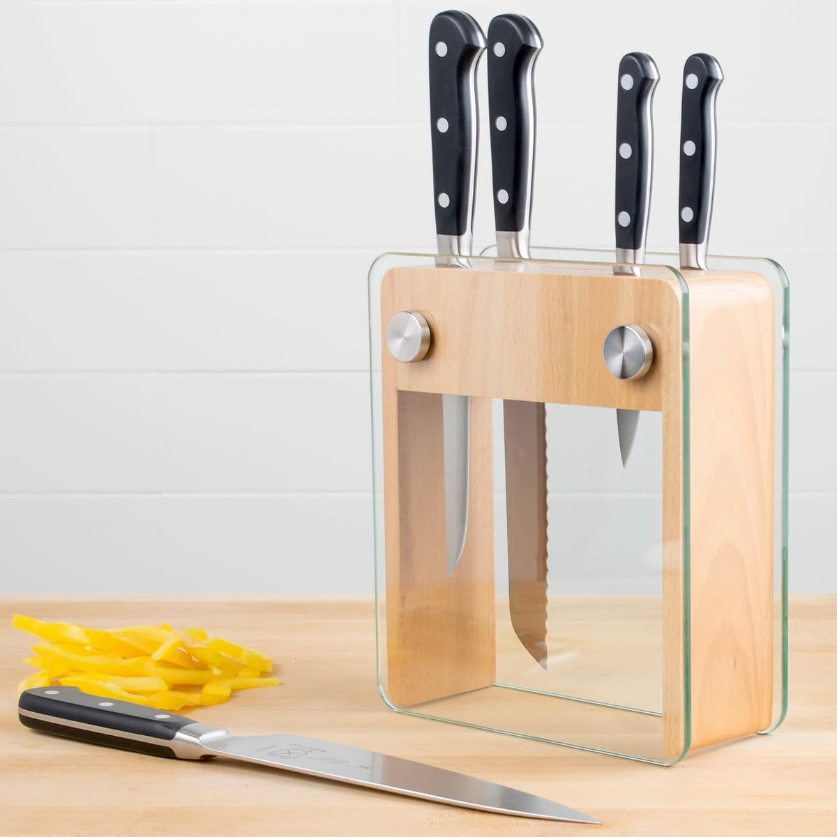 M23500 Renaissance 6-Piece Forged Knife Block Set, Tempered Glass Block