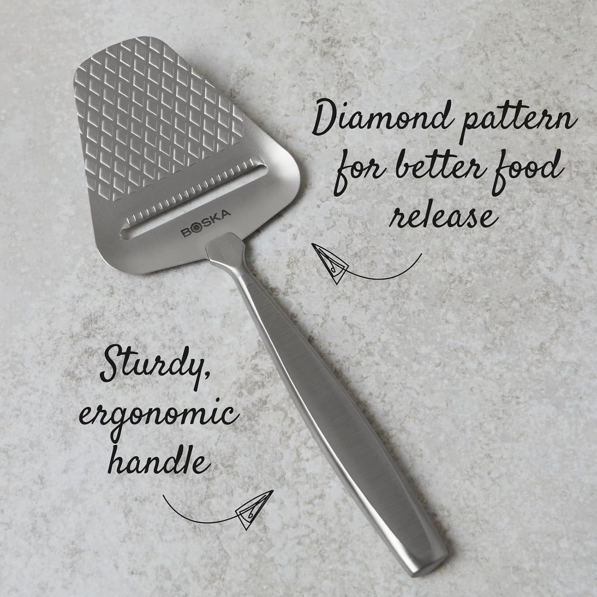 Monaco+ Premium Cheese Slicer - Award Winning Cheese Cutter for Block Cheese, Cheddar up to Parmesan - Quilted Pattern reduces Resistance - Non-stick & Ergonomic Handheld