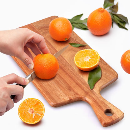 Large Acacia Wood Cutting Board with Handle Wooden Charcuterie Board Kitchen Chopping Block for Meat Cheese Vegetable Bread Fruit Serving Boards Wood Butcher Block Carving Board, 17" X 13"