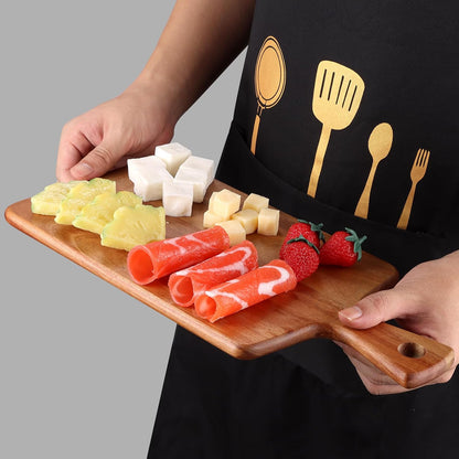 Large Acacia Wood Cutting Board with Handle Wooden Charcuterie Board Kitchen Chopping Block for Meat Cheese Vegetable Bread Fruit Serving Boards Wood Butcher Block Carving Board, 17" X 13"