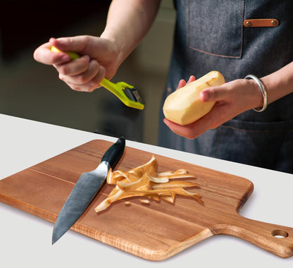 Large Acacia Wood Cutting Board with Handle Wooden Charcuterie Board Kitchen Chopping Block for Meat Cheese Vegetable Bread Fruit Serving Boards Wood Butcher Block Carving Board, 17" X 13"