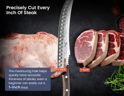 Brisket Slicing Knife, 12 Inch Multifunction Carving Knife for Meat Cutting, Japanese Style Meat Slicer with Wood Full Tang Handle, Damascus Pattern Long Slicing for Roast Beef, Ideal for Gift