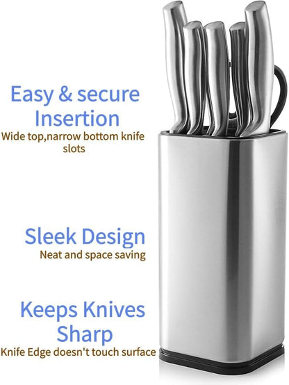 Kitchen Knife Holder,Stainless Steel Universal Knife Block Holder,Edge-Protect Knife Storage Organizer,Space-Saving Knife Storage Countertop, Slotless Knife Holder Storage for Kitchen Counter