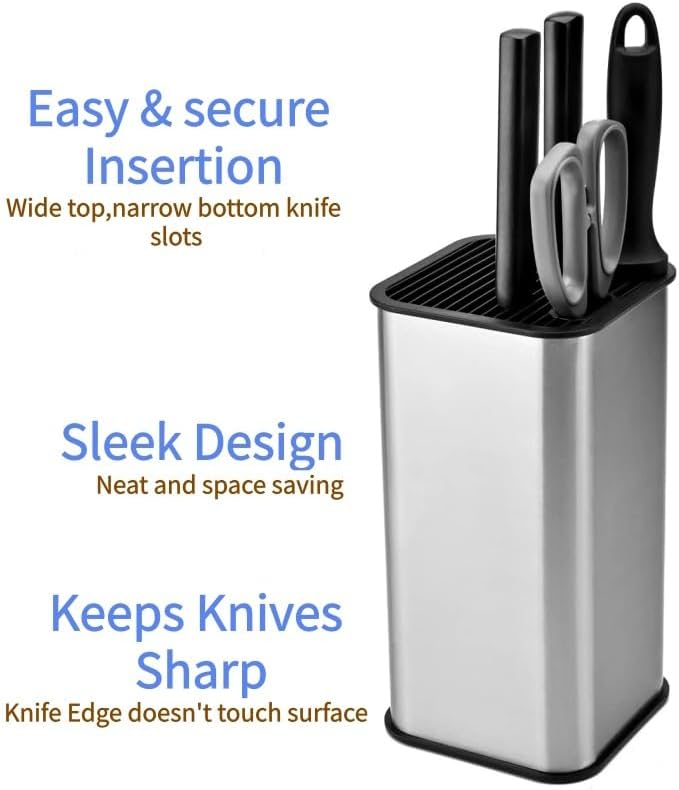 Kitchen Knife Holder,Stainless Steel Universal Knife Block Holder,Edge-Protect Knife Storage Organizer,Space-Saving Knife Storage Countertop, Slotless Knife Holder Storage for Kitchen Counter