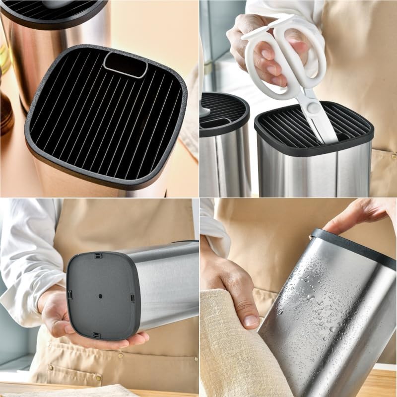 Kitchen Knife Holder,Stainless Steel Universal Knife Block Holder,Edge-Protect Knife Storage Organizer,Space-Saving Knife Storage Countertop, Slotless Knife Holder Storage for Kitchen Counter